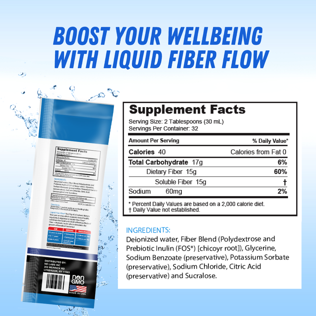 Liquid Fiber Flow® Liquid Fiber Supplement 1oz Packets by Nutritional Designs - High-quality Fiber Supplement by Nutritional Designs Inc at BariatricPal Store