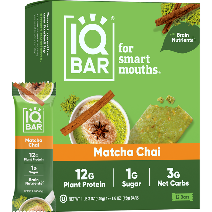 IQBar Vegan and Keto Protein Bars - Matcha Chai - High-quality Protein Bars by IQBar at BariatricPal Store