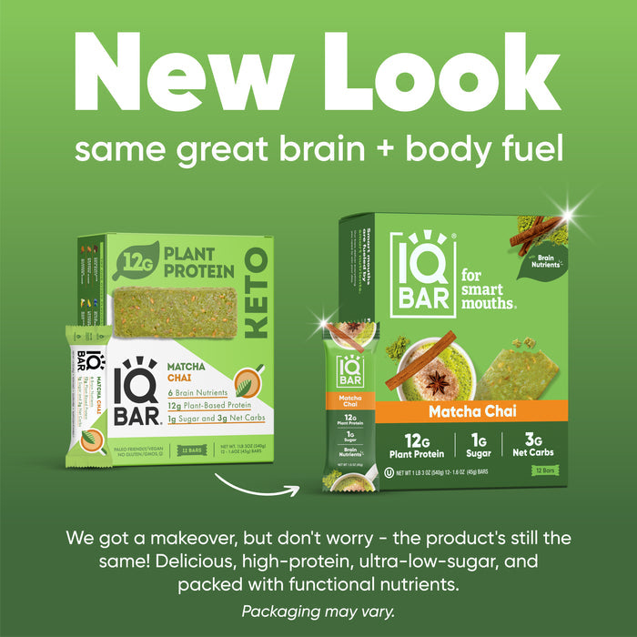 IQBar Vegan and Keto Protein Bars - Matcha Chai - High-quality Protein Bars by IQBar at BariatricPal Store