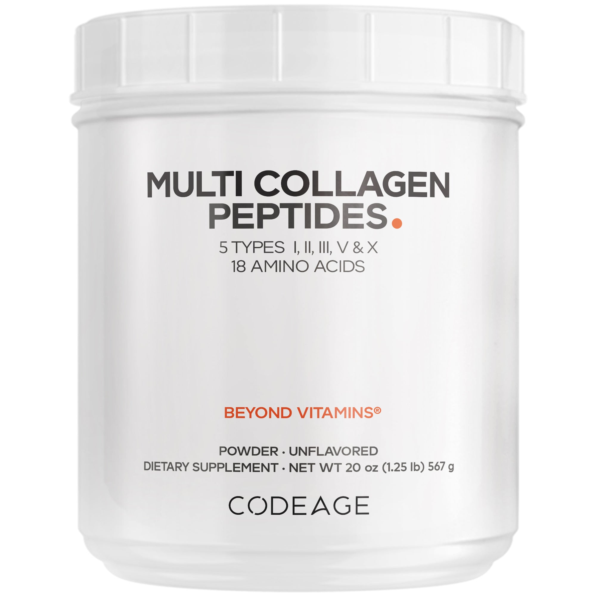 Multi Collagen Peptides Powder - 5 Types of Collagen Protein Unflavored by Codeage