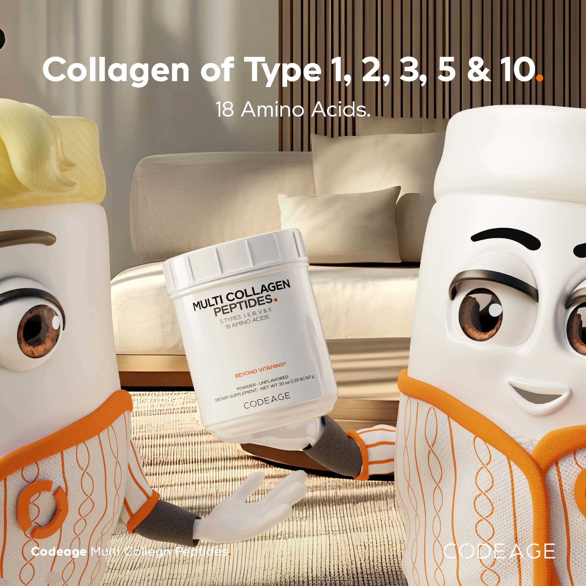 Multi Collagen Peptides Powder - 5 Types of Collagen Protein Unflavored by Codeage