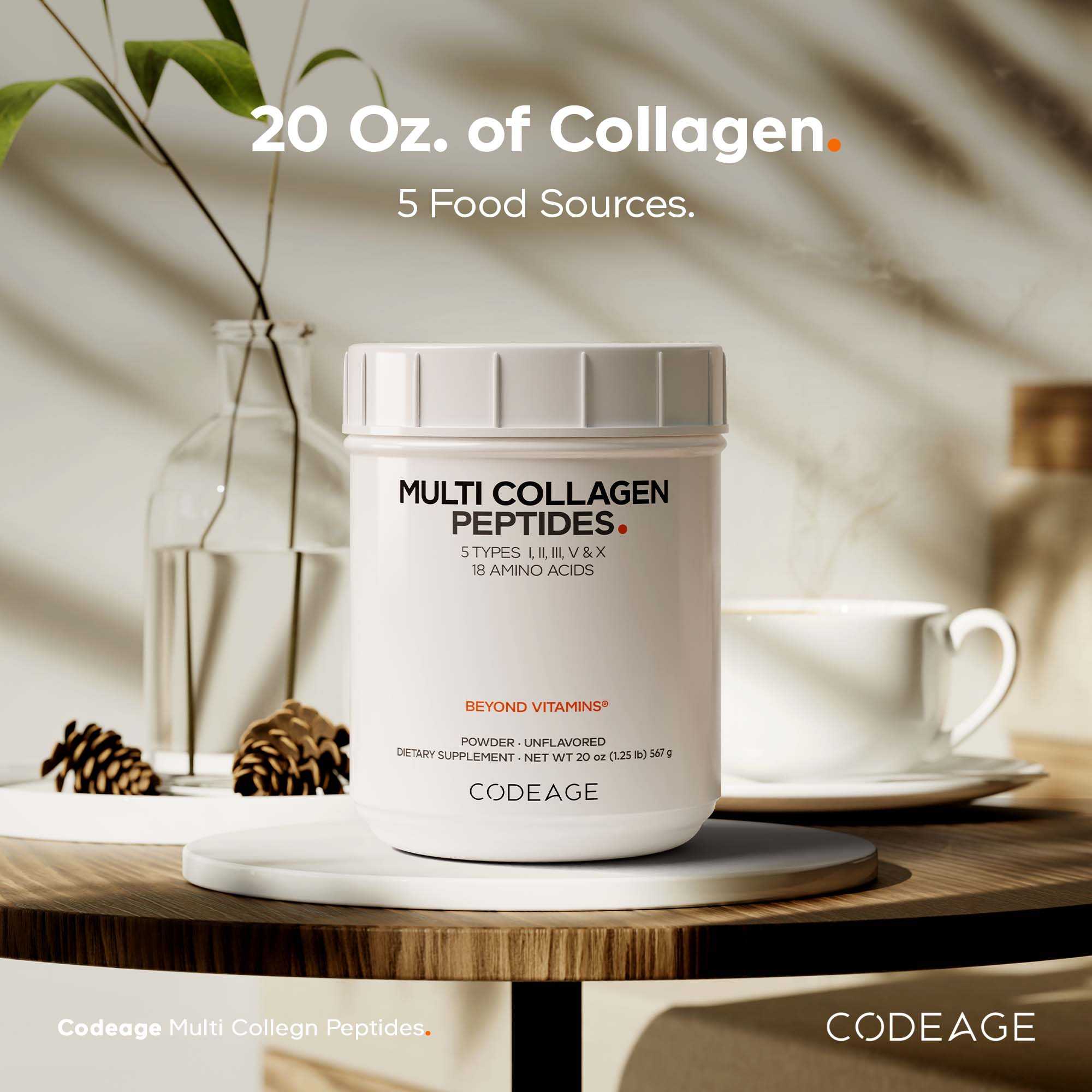 Multi Collagen Peptides Powder - 5 Types of Collagen Protein Unflavored by Codeage