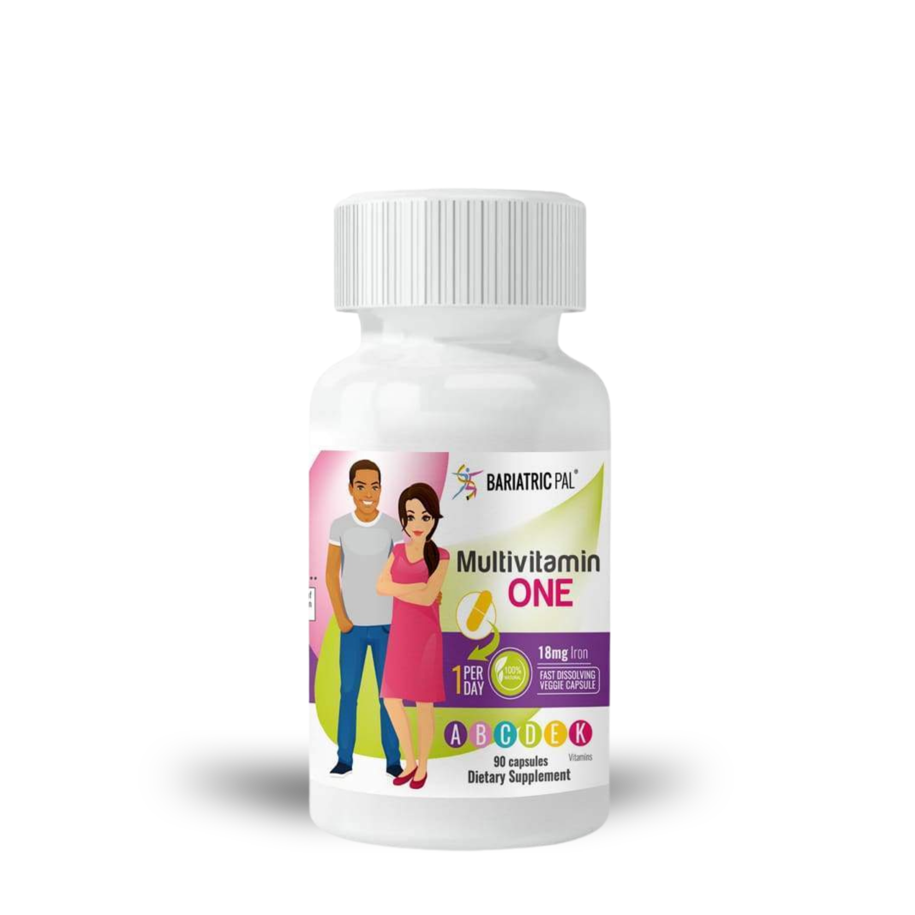 BariatricPal Multivitamin ONE "1 per Day!" Capsule with 18mg Iron - 3 month supply.