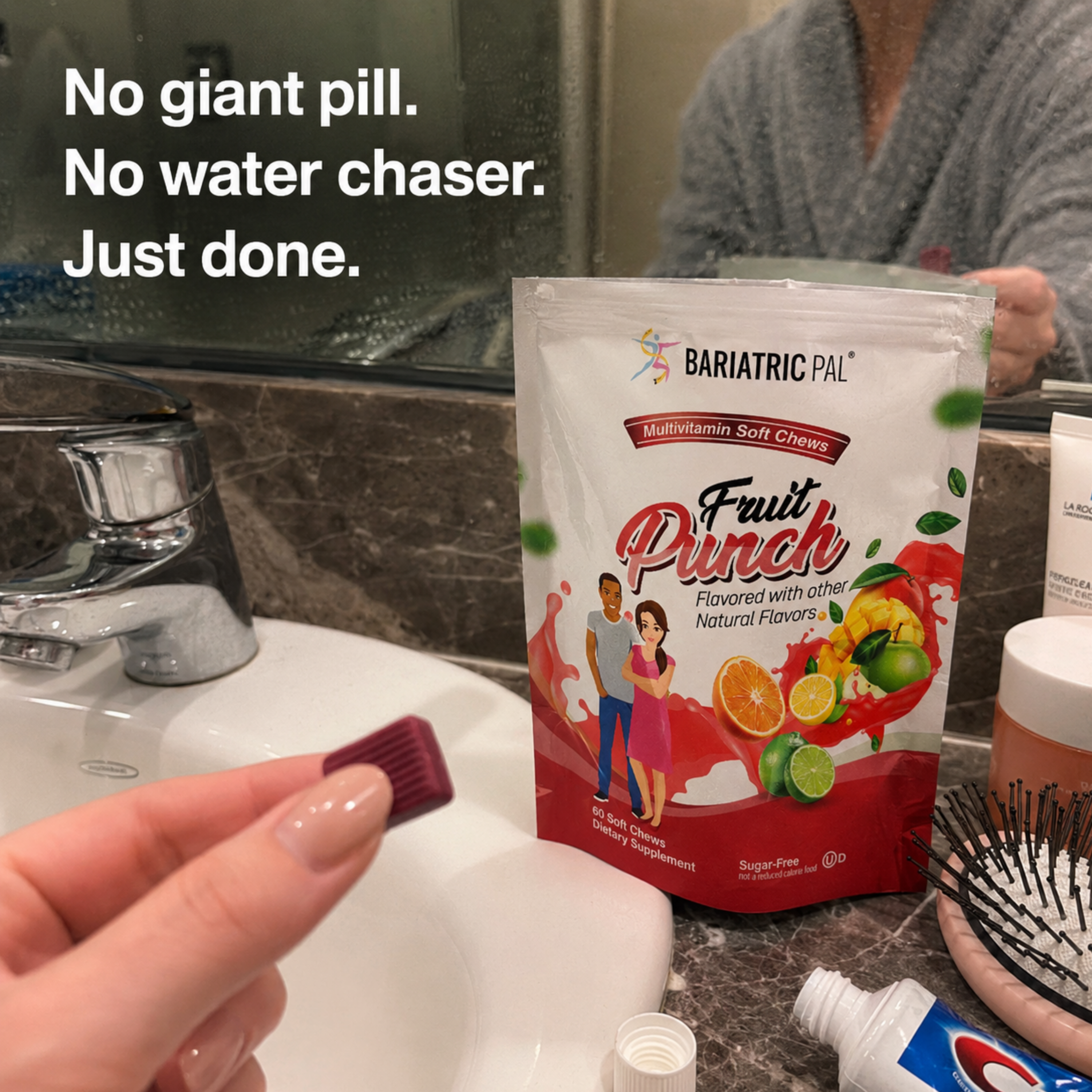 BariatricPal Fruit Punch Multivitamin Soft Chews. Sugar-free, 60-count.
