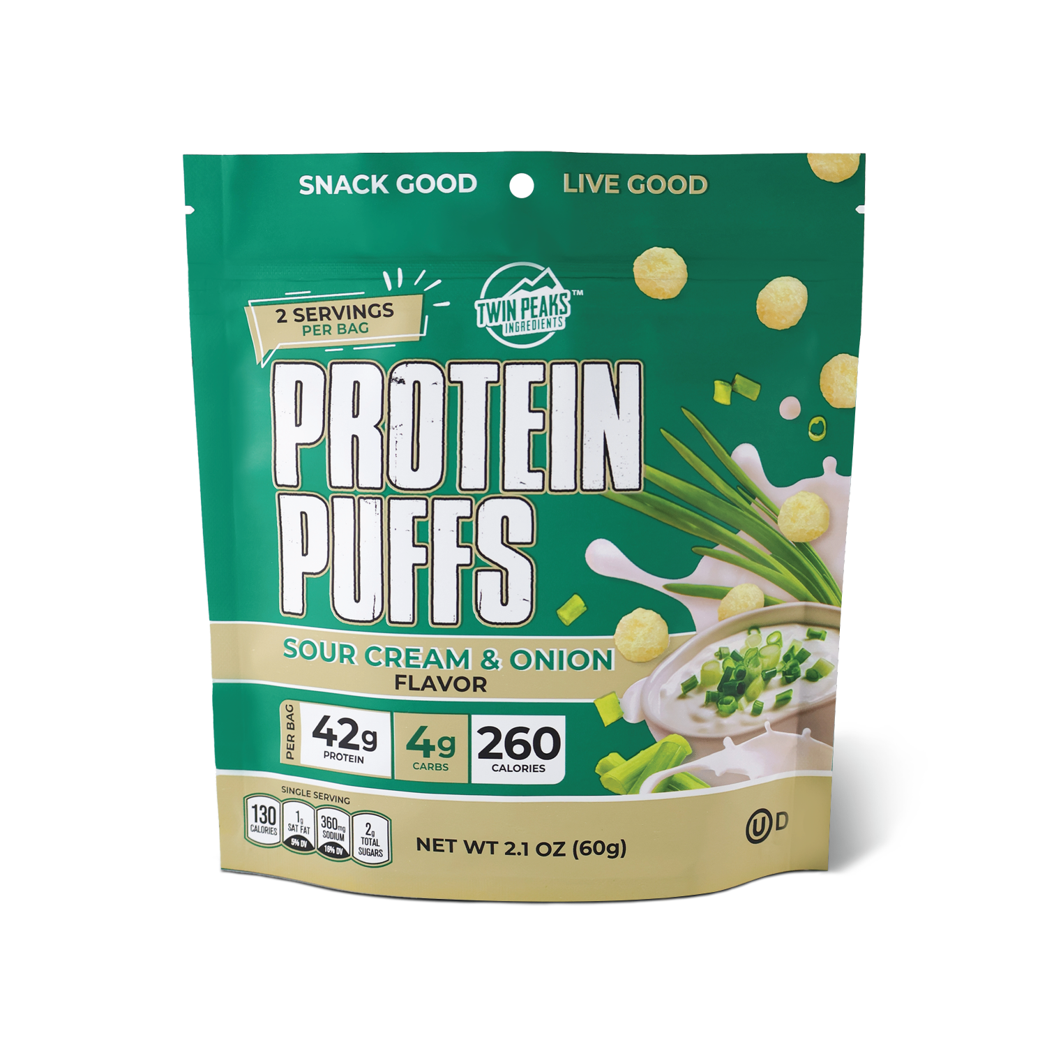 Twin Peaks Ingredients Protein Puffs - Sour Cream & Onion
