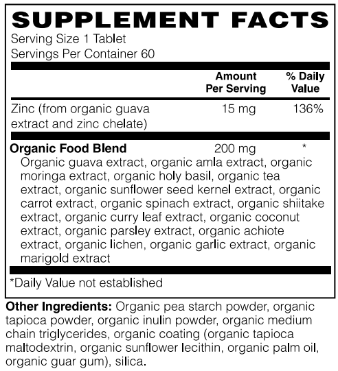 Whole Food Zinc 15mg Tablet by BariatricPal - USDA Organic and Vegan Certified - High-quality Zinc by BariatricPal at BariatricPal Store