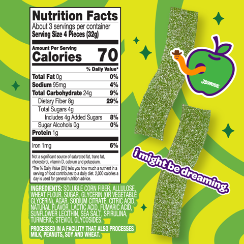 Joyride Sour Green Apple Strips, 3.5 oz
