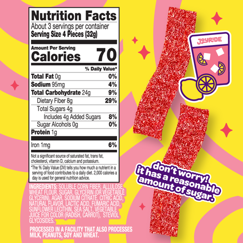 Joyride Sour Pink Lemonade Strips, 3.5 oz - High-quality Bariatric Approved by Joyride at BariatricPal Store
