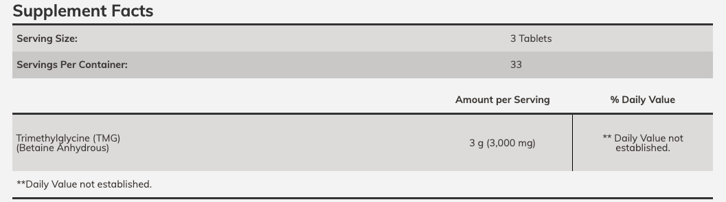 NOW TMG Betaine, 1000 mg, 100 Tablets - High-quality Detox & Cleanse Supplements by NOW at BariatricPal Store