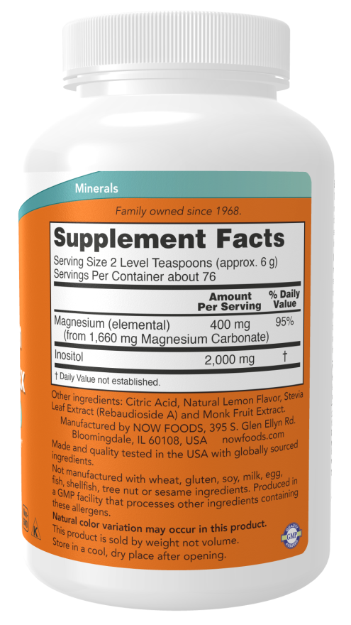 NOW Magnesium Inositol Relax Powder - 16 oz. - High-quality Magnesium by NOW at BariatricPal Store