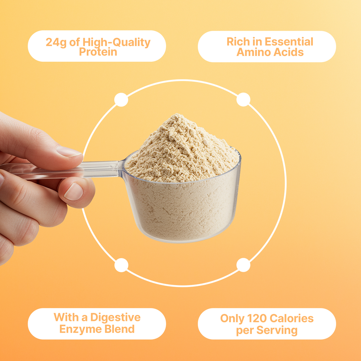 Nature’s Research Whey Protein delivers 24g of protein for 120 calories per scoop, with just 3g of carbs and 1g of sugar.
