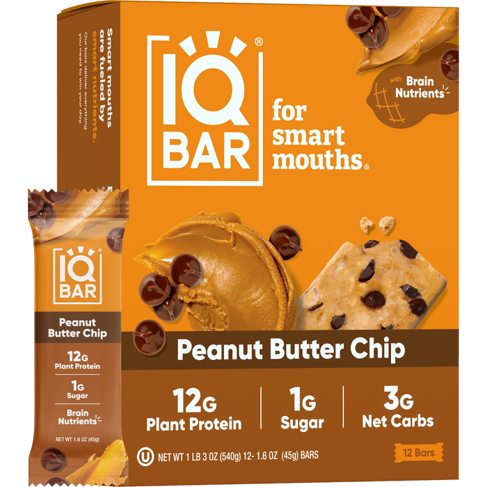 IQBar Vegan and Keto Protein Bars - Peanut Butter Chip - High-quality Protein Bars by IQBar at BariatricPal Store