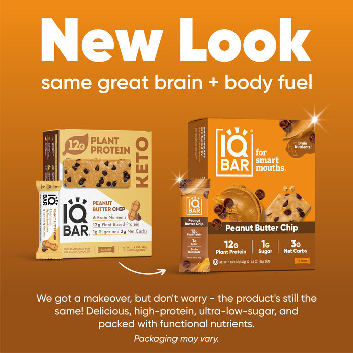 IQBar Vegan and Keto Protein Bars - Peanut Butter Chip - High-quality Protein Bars by IQBar at BariatricPal Store