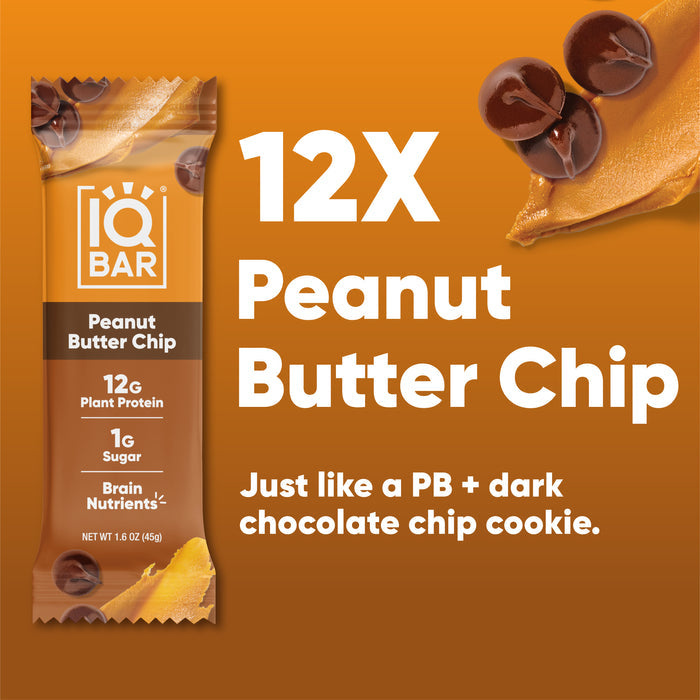 IQBar Vegan and Keto Protein Bars - Peanut Butter Chip - High-quality Protein Bars by IQBar at BariatricPal Store