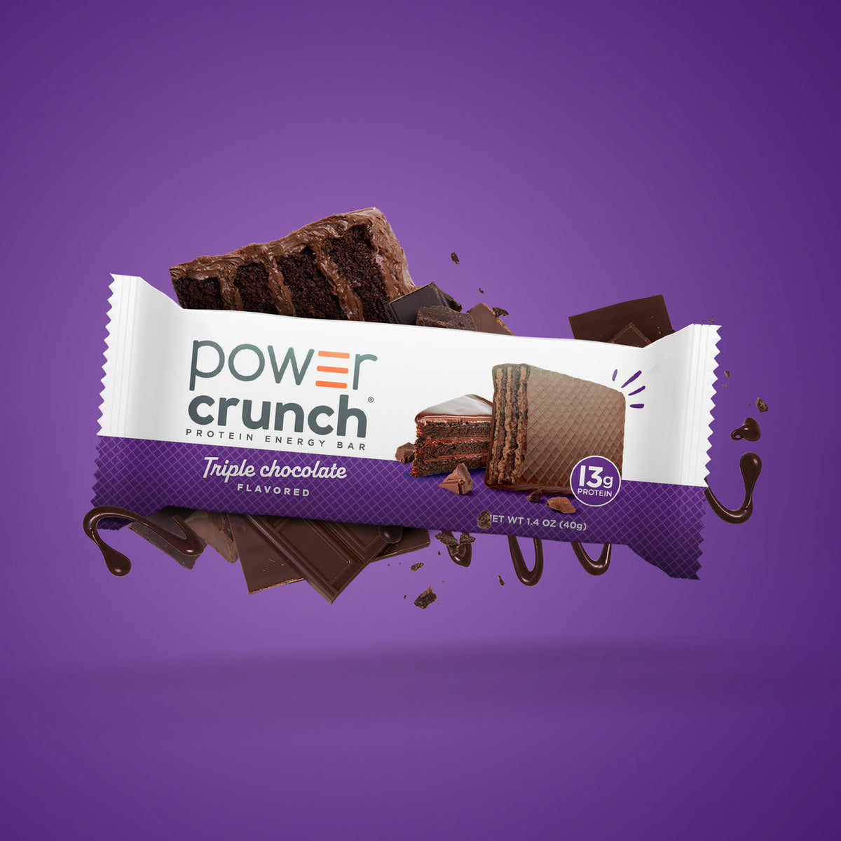 Power Crunch Protein Energy Wafer Bar – Triple Chocolate, One Pack