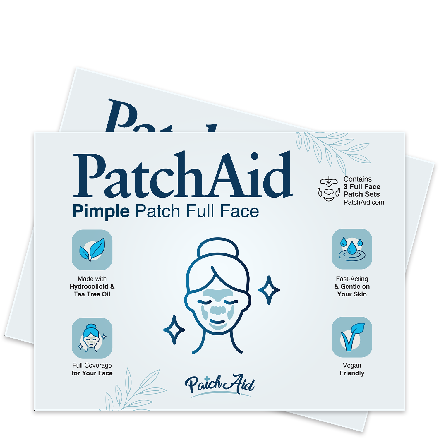 Pimple Patch Full Face – 15 Hydrocolloid Patches for Chin, Cheeks, Nose and Forehead