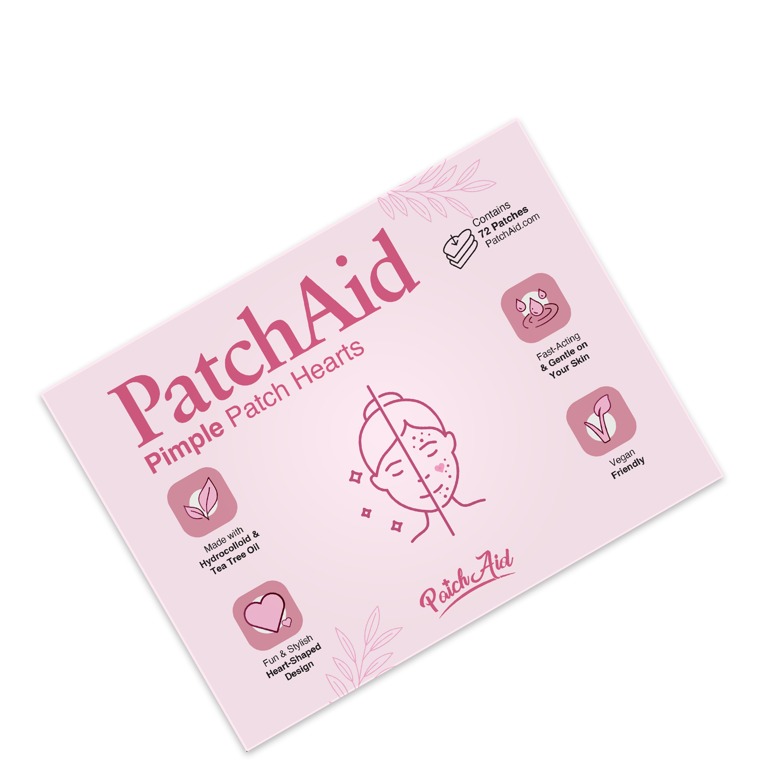 Pimple Patch Hearts – 72 Hydrocolloid Patches in 2 Heart Sizes with Tea Tree Oil