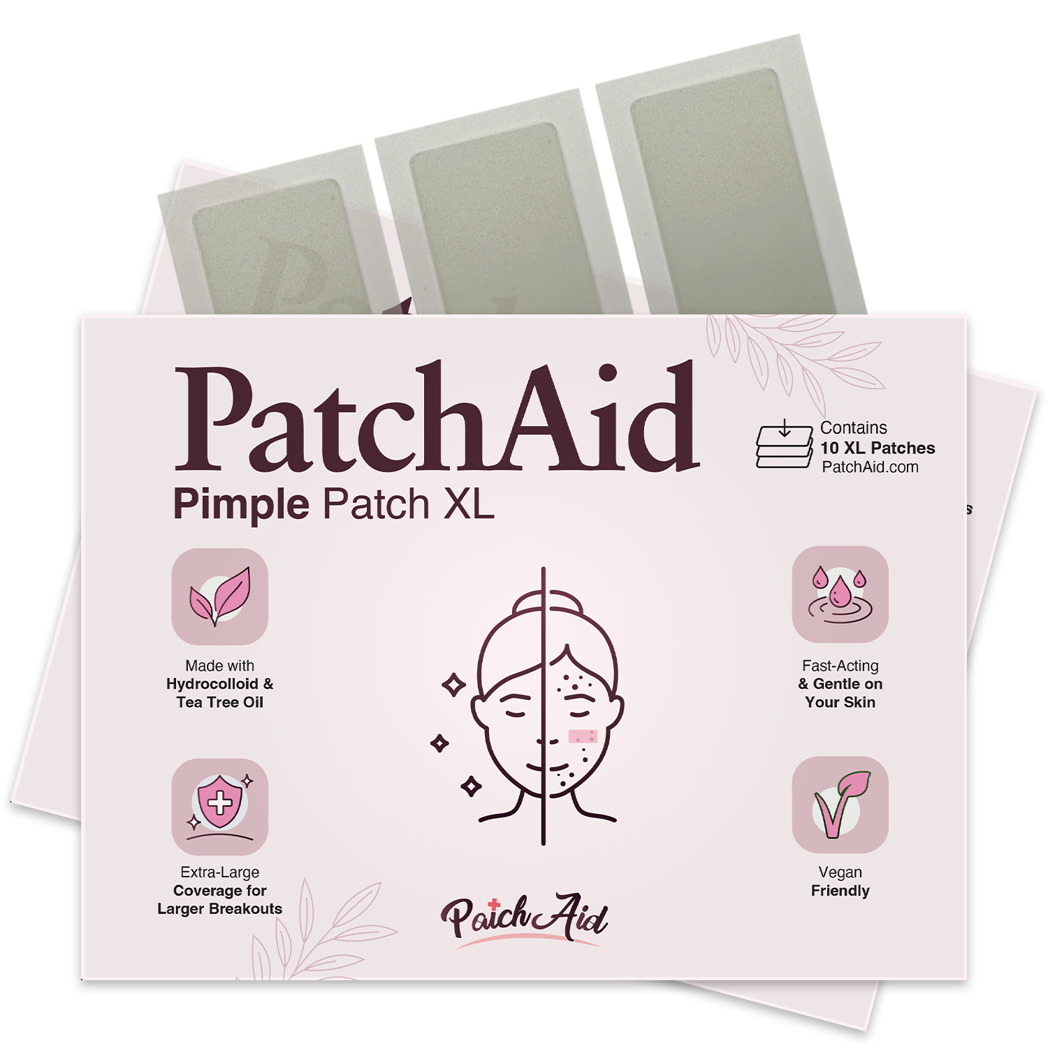 Pimple Patch XL – 10 Extra-Large Hydrocolloid Patches for Face and Body