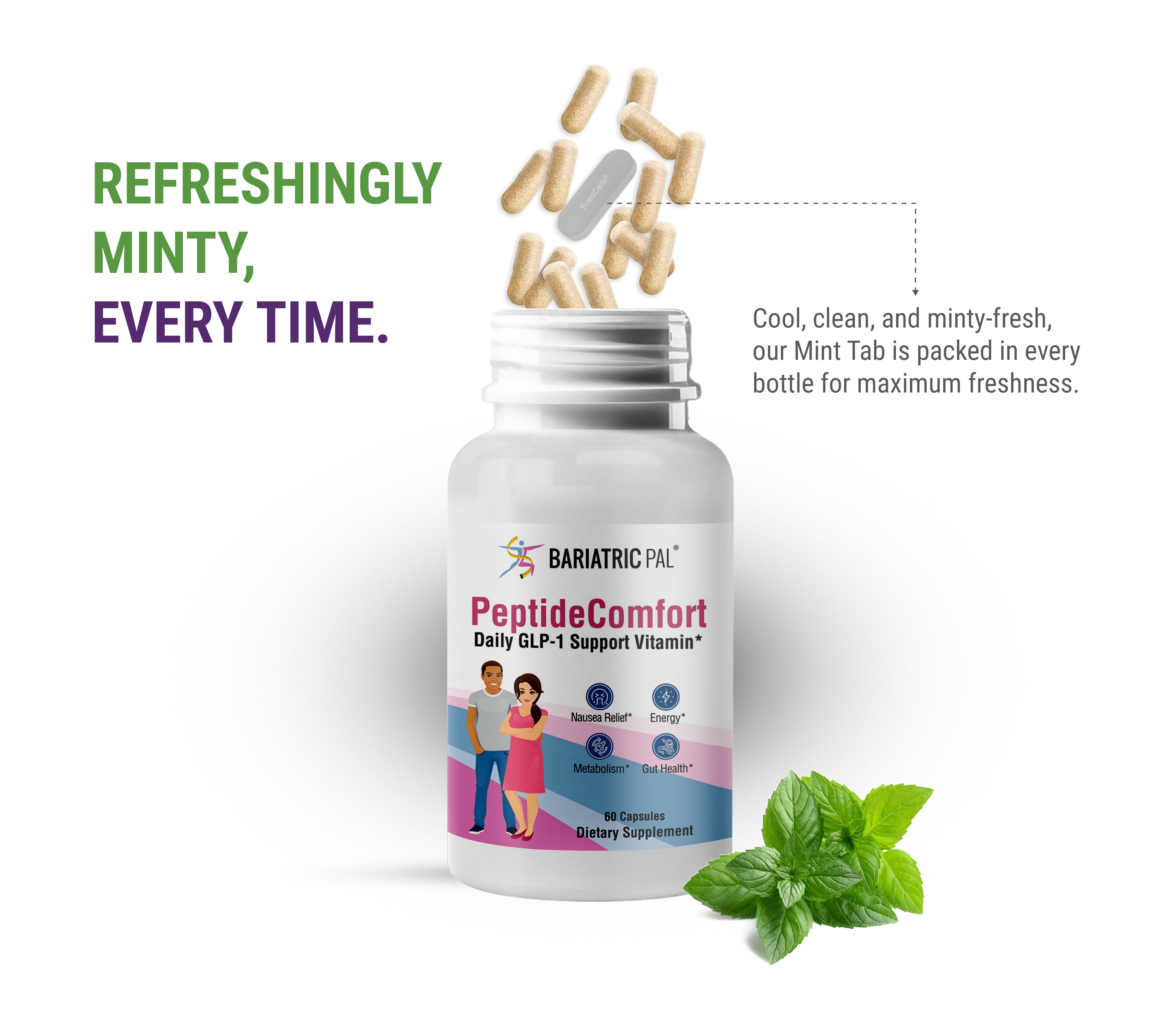 PeptideComfort™ - Daily GLP-1 Support Vitamin for Nausea Relief, Energy, & Metabolic Health by BariatricPal