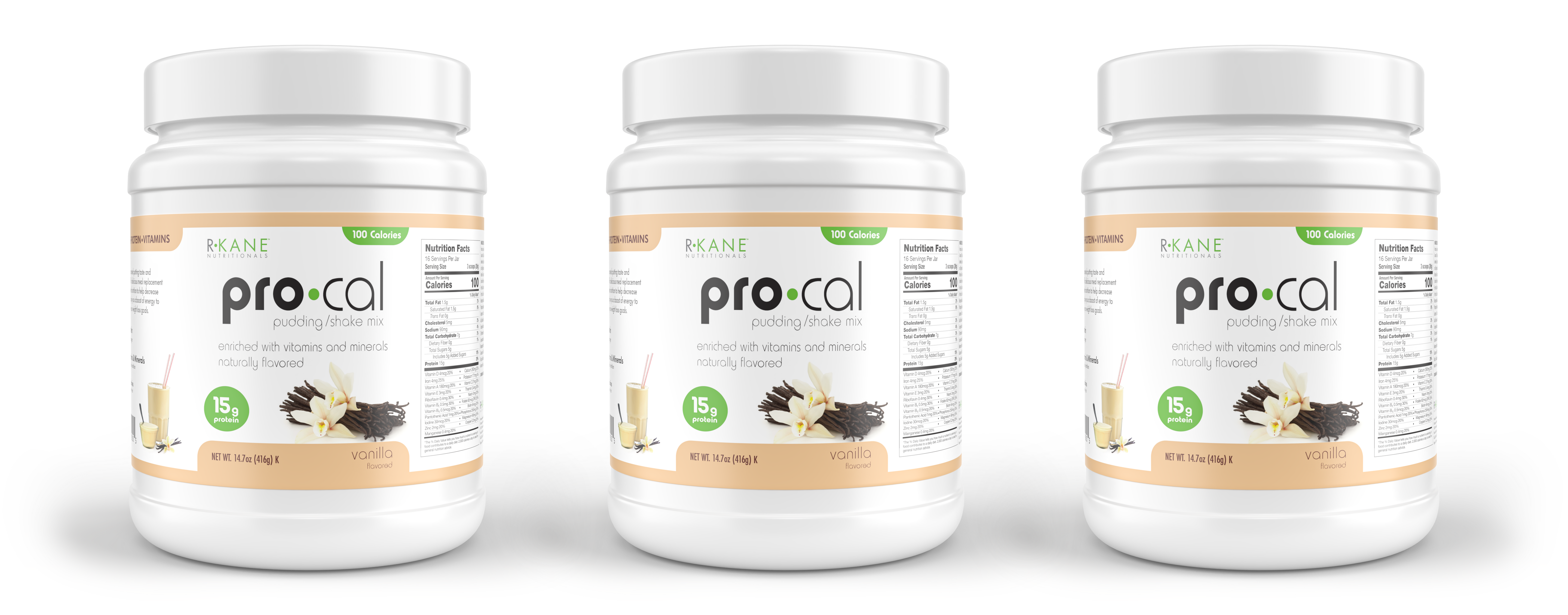 R-Kane Nutritionals Pro-Cal High Protein Pudding/Shake Mix, Vanilla 14.7oz (416g)