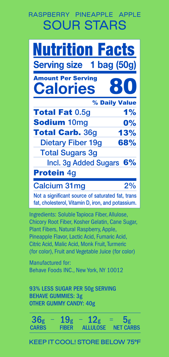 #Flavor_Raspberry Apple Pineapple Sour Stars #Size_One Bag