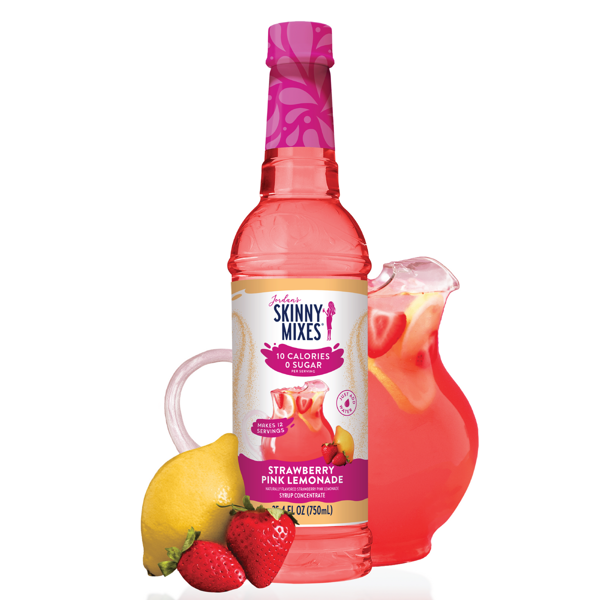 Jordan's Skinny Mixes Sugar Free Strawberry Pink Lemonade Syrup Concentrate