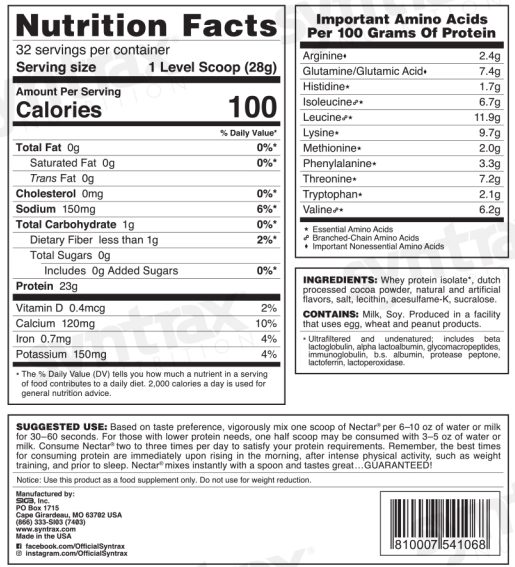 Syntrax Nectar Sweets 2lb Protein Powder - Chocolate Truffle - High-quality Protein Powder Tubs by Syntrax at BariatricPal Store