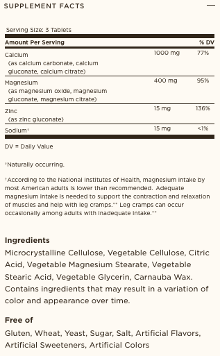Solgar® Calcium Magnesium Plus Zinc Tablets