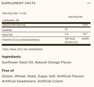 Solgar® Liquid Vitamin D3 (Cholecalciferol) 125mcg (5,000 iu) – Natural Orange Flavor