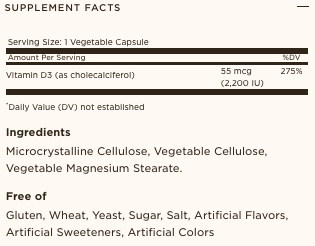 Solgar® Vitamin D3 (Cholecalciferol) 55mcg (2200 iu) Vegetable Capsules