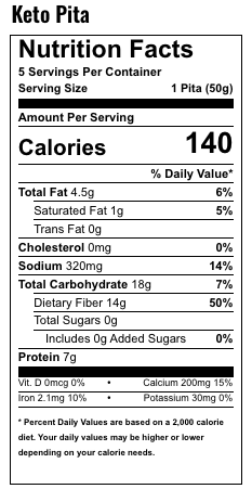 Toufayan Bakeries Keto Pita