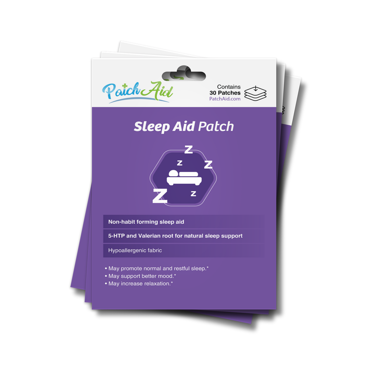 PatchAid Sleep Aid Patches with 5-HTP and valerian root for natural sleep support. 3 month supply.
