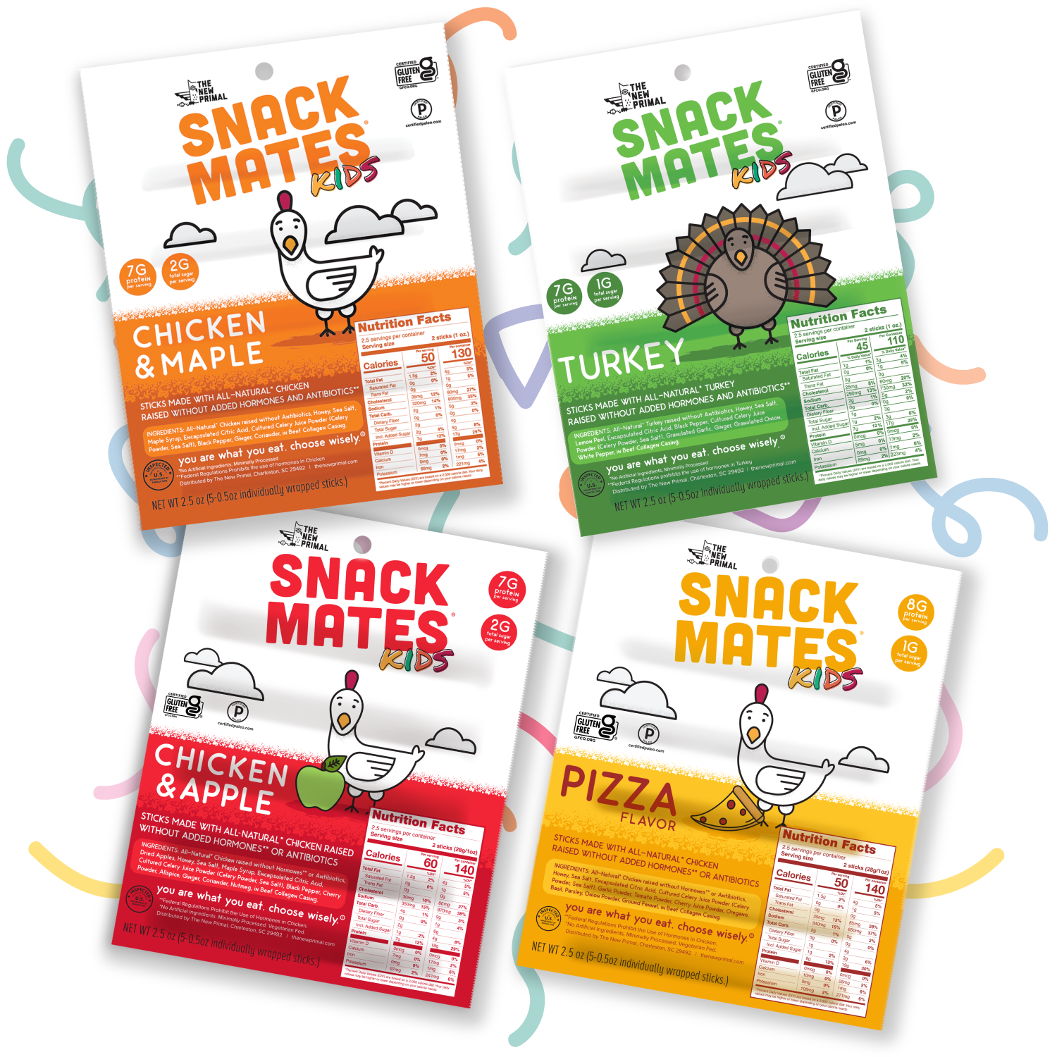Snack Mates Meat Sticks (5 Mini Sticks) by The New Primal - High-quality Meat Snack by The New Primal at BariatricPal Store