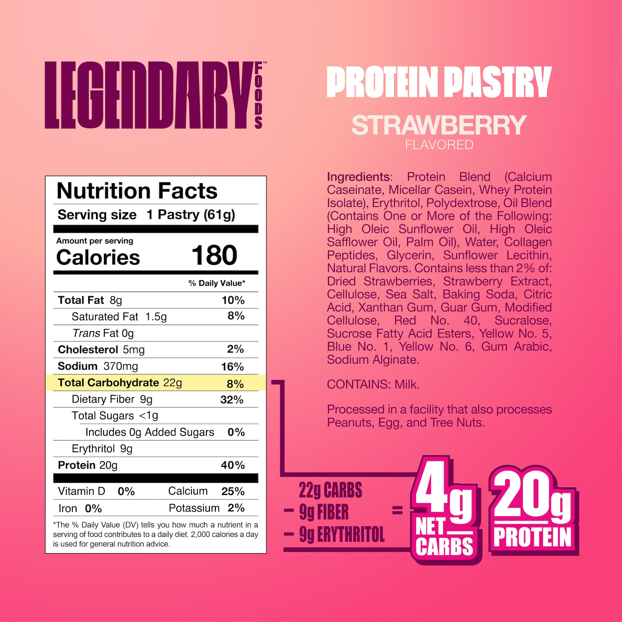 "Cake Style" Low-Carb Protein Pastry by Legendary Foods - Strawberry - High-quality Cakes & Cookies by Legendary Foods at BariatricPal Store