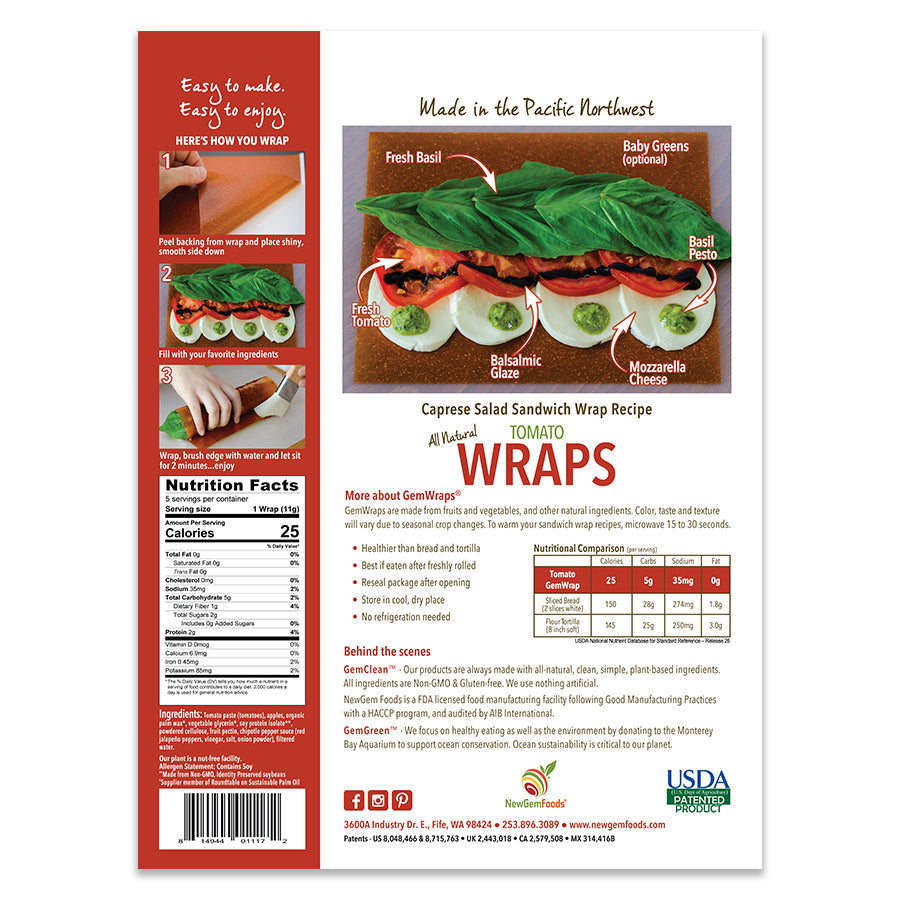 GemWraps Sandwich Wraps by NewGem Foods - Tomato