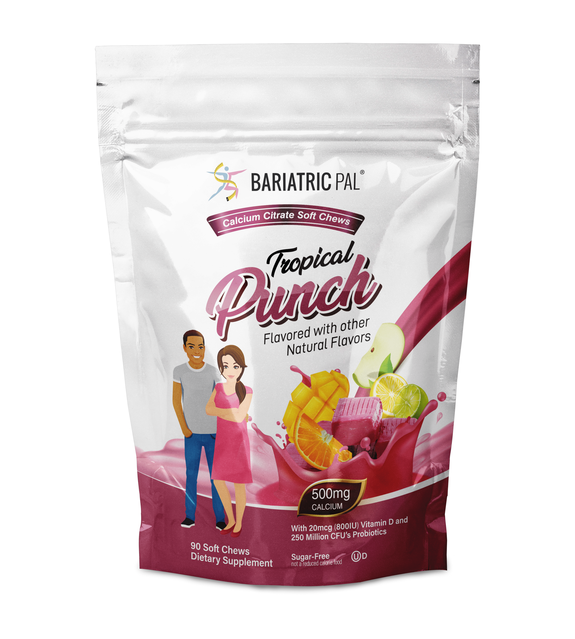 BariatricPal Sugar-Free Calcium Citrate Soft Chews 500mg with Probiotics - Tropical Punch - High-quality Calcium by BariatricPal at BariatricPal Store