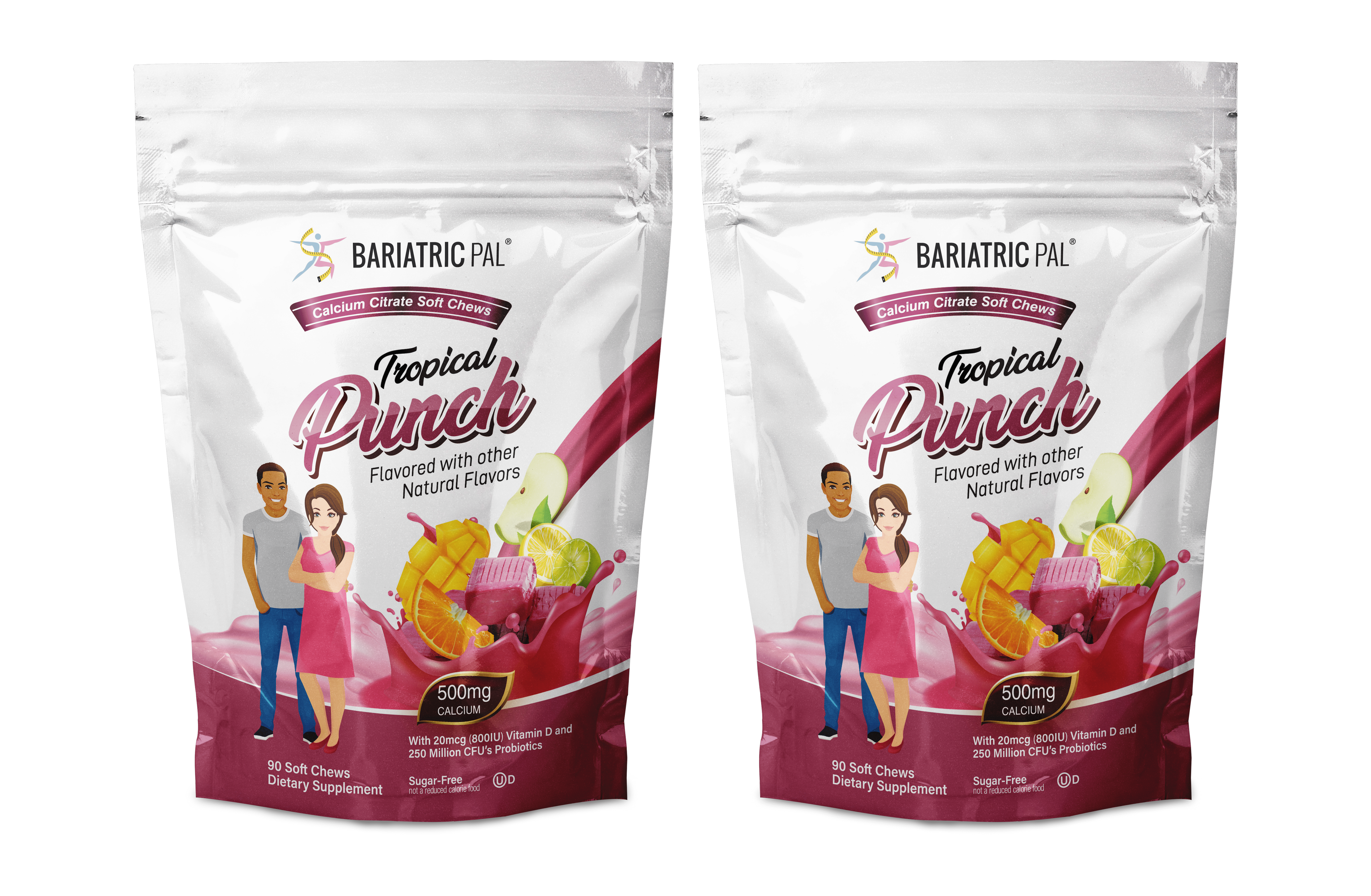 BariatricPal Sugar-Free Calcium Citrate Soft Chews 500mg with Probiotics - Tropical Punch - High-quality Calcium by BariatricPal at BariatricPal Store