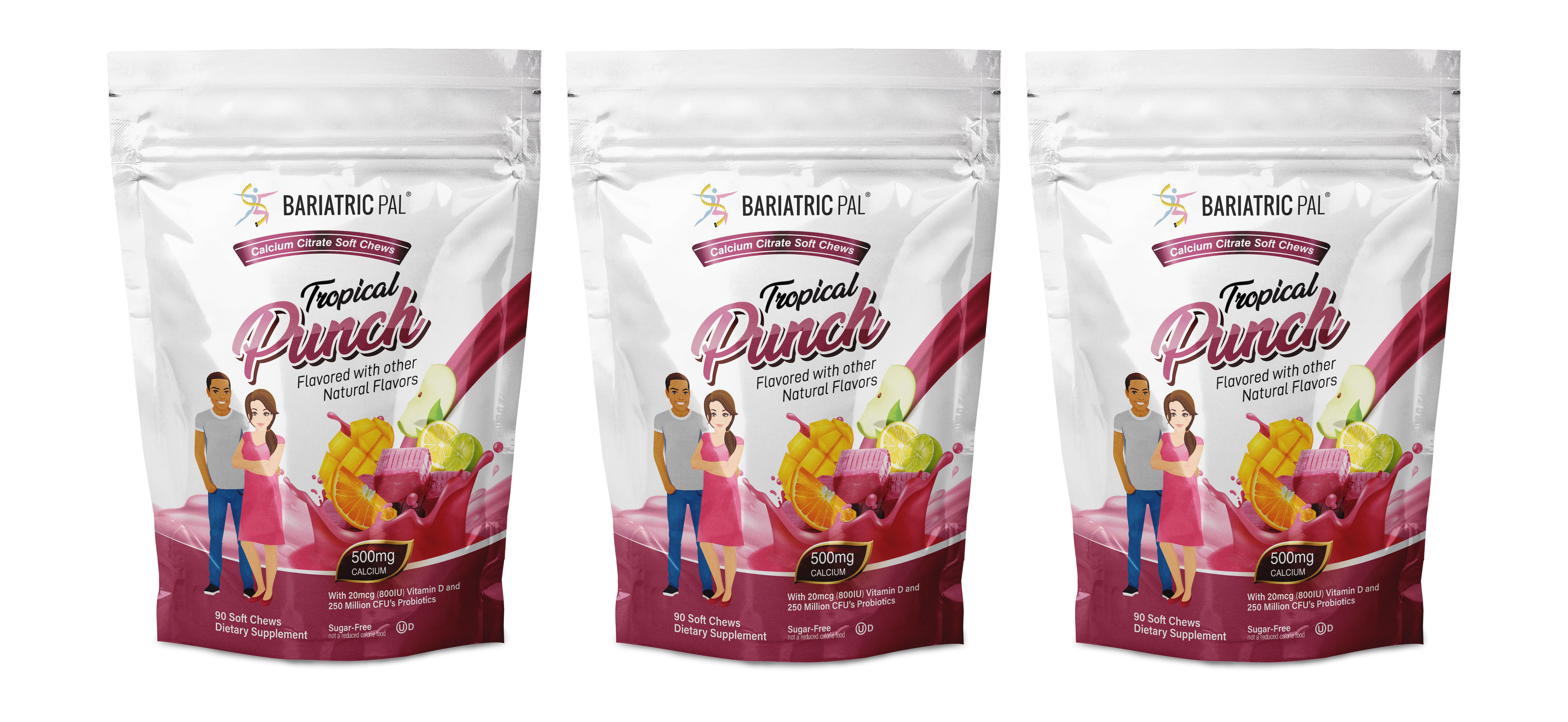 BariatricPal Sugar-Free Calcium Citrate Soft Chews 500mg with Probiotics - Tropical Punch - High-quality Calcium by BariatricPal at BariatricPal Store