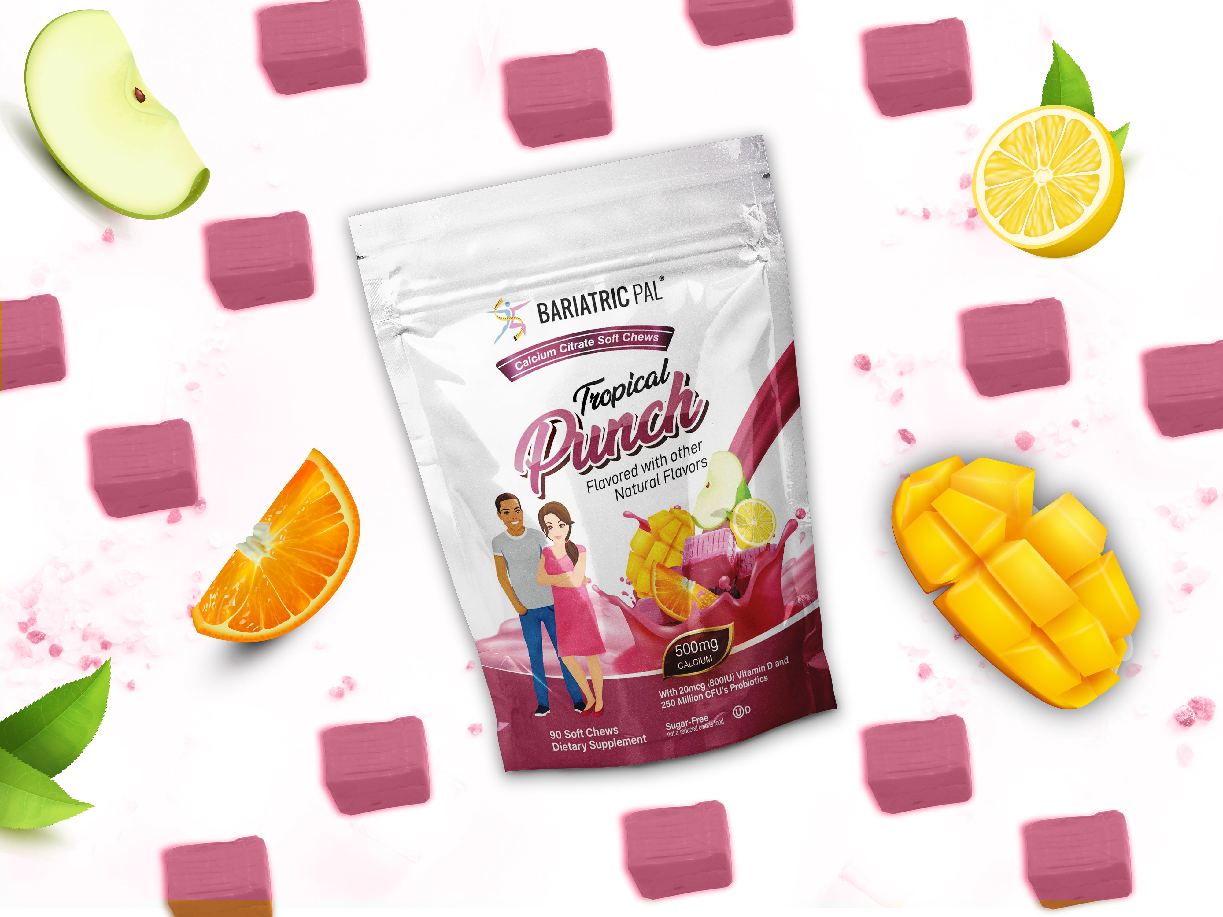 BariatricPal Sugar-Free Calcium Citrate Soft Chews 500mg with Probiotics - Tropical Punch - High-quality Calcium by BariatricPal at BariatricPal Store