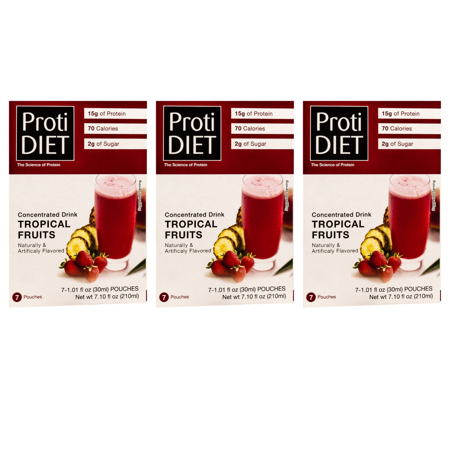 Proti Diet Concentrated Drink Mix, Tropical Fruits Flavor, 7 Pouches