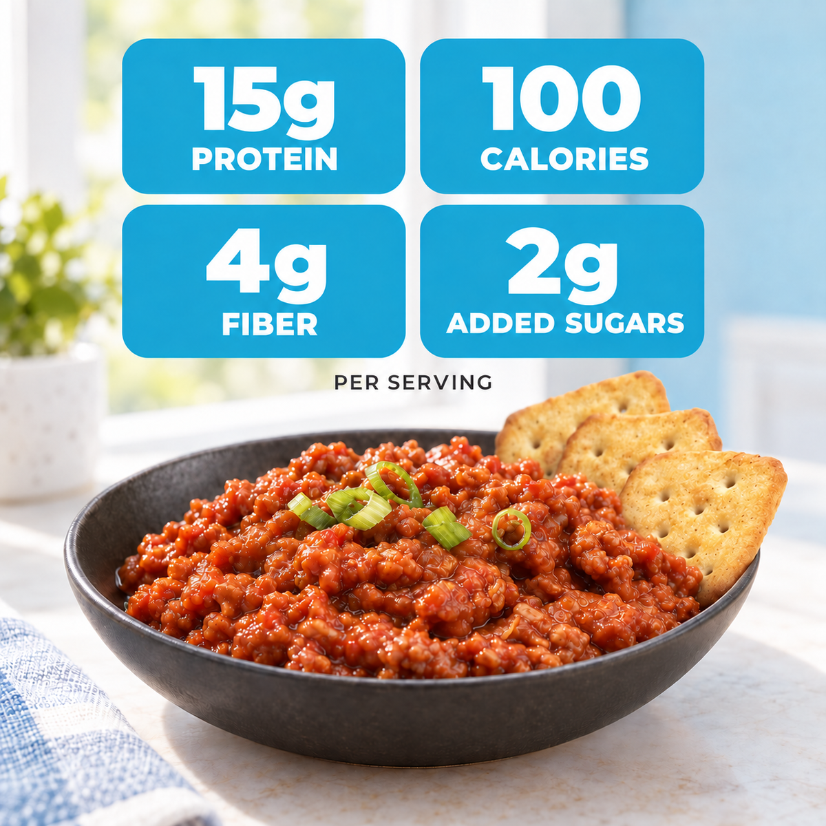 Vegetarian Sloppy Joe entrée, naturally flavored and aspartame-free - just add water.