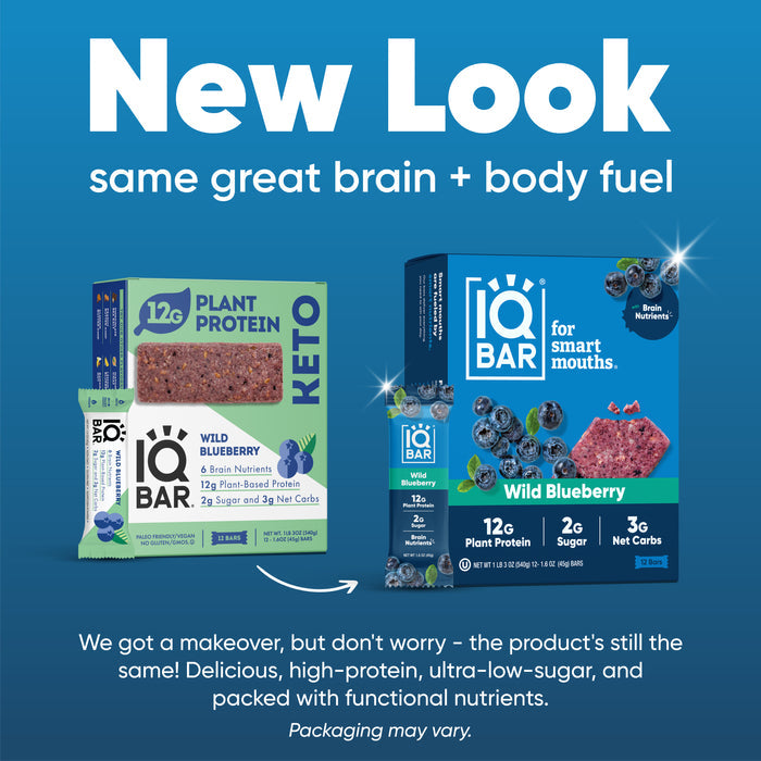 IQBar Vegan and Keto Protein Bars - Wild Blueberry - High-quality Protein Bars by IQBar at BariatricPal Store