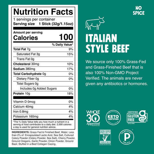 Chomps Meat Snack Sticks - Italian Style Beef