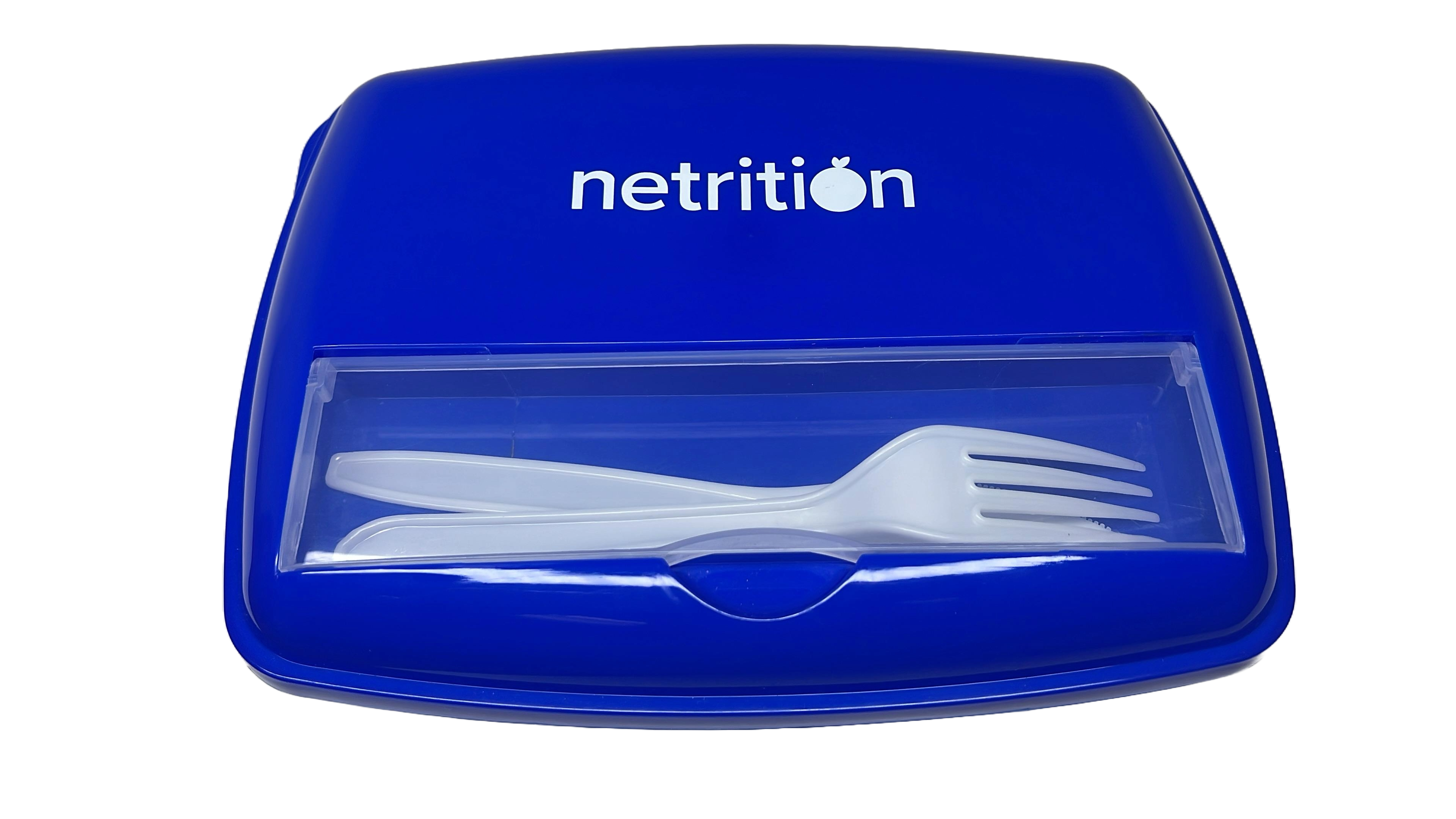 3-Compartment Microwavable Bento Box with Fork and Knife by Netrition