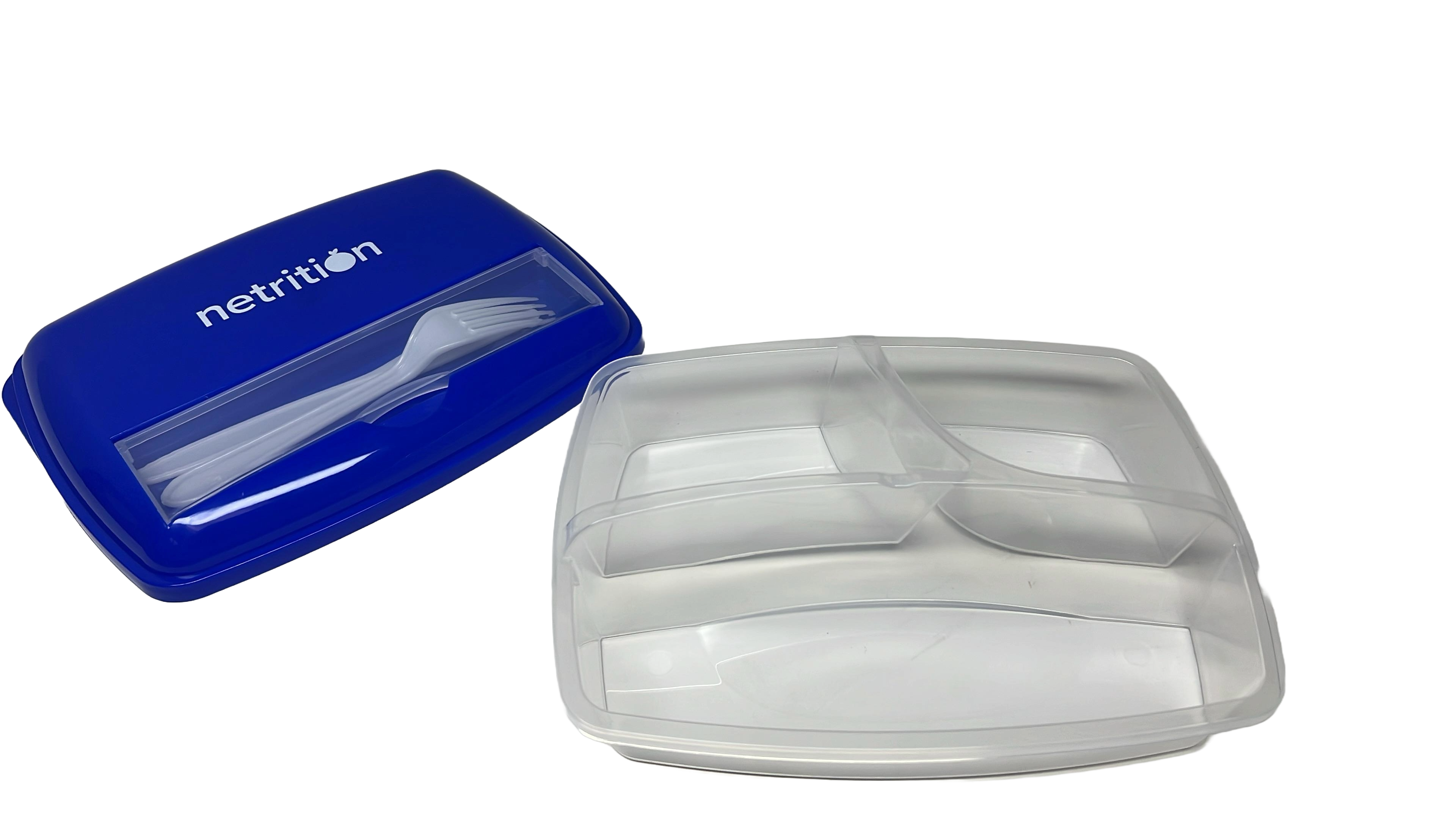 3-Compartment Microwavable Bento Box with Fork and Knife by Netrition