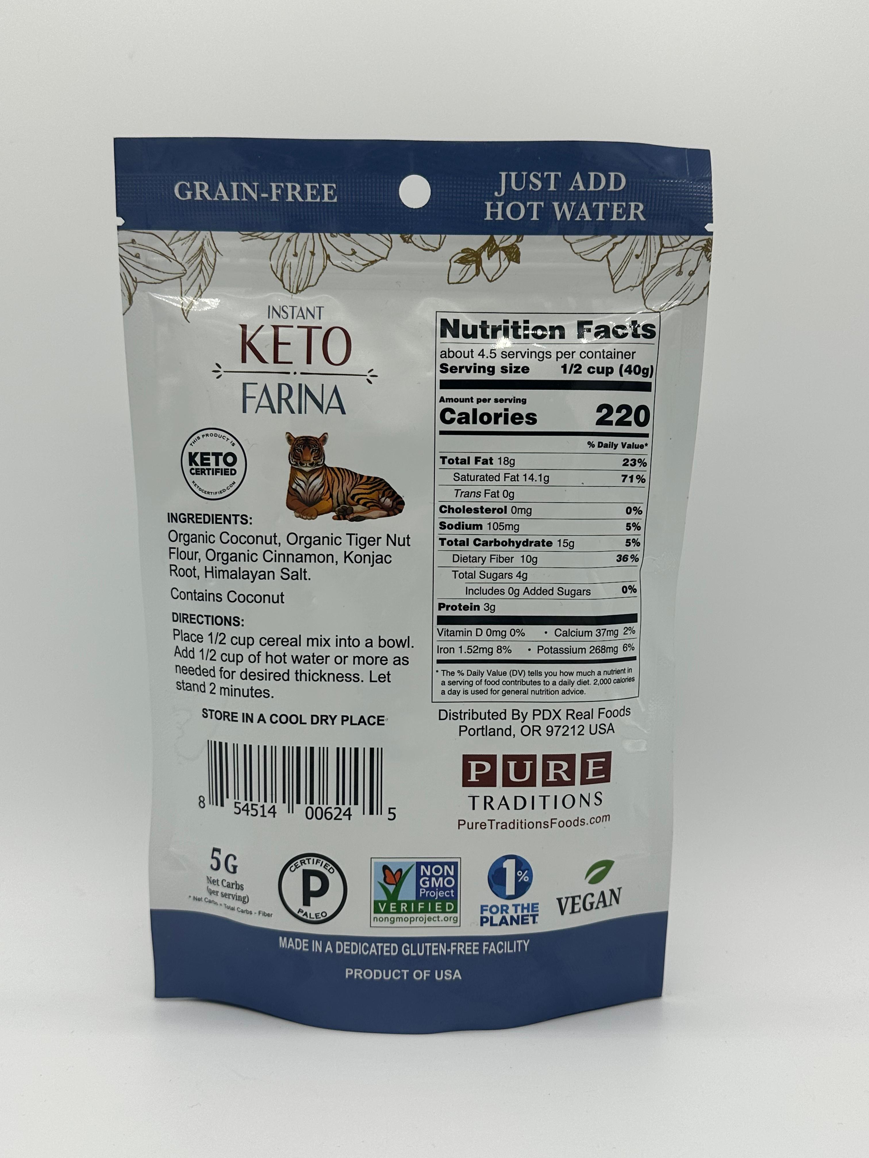 Pure Traditions Gluten & Grain Free Instant Keto Farina 6 oz