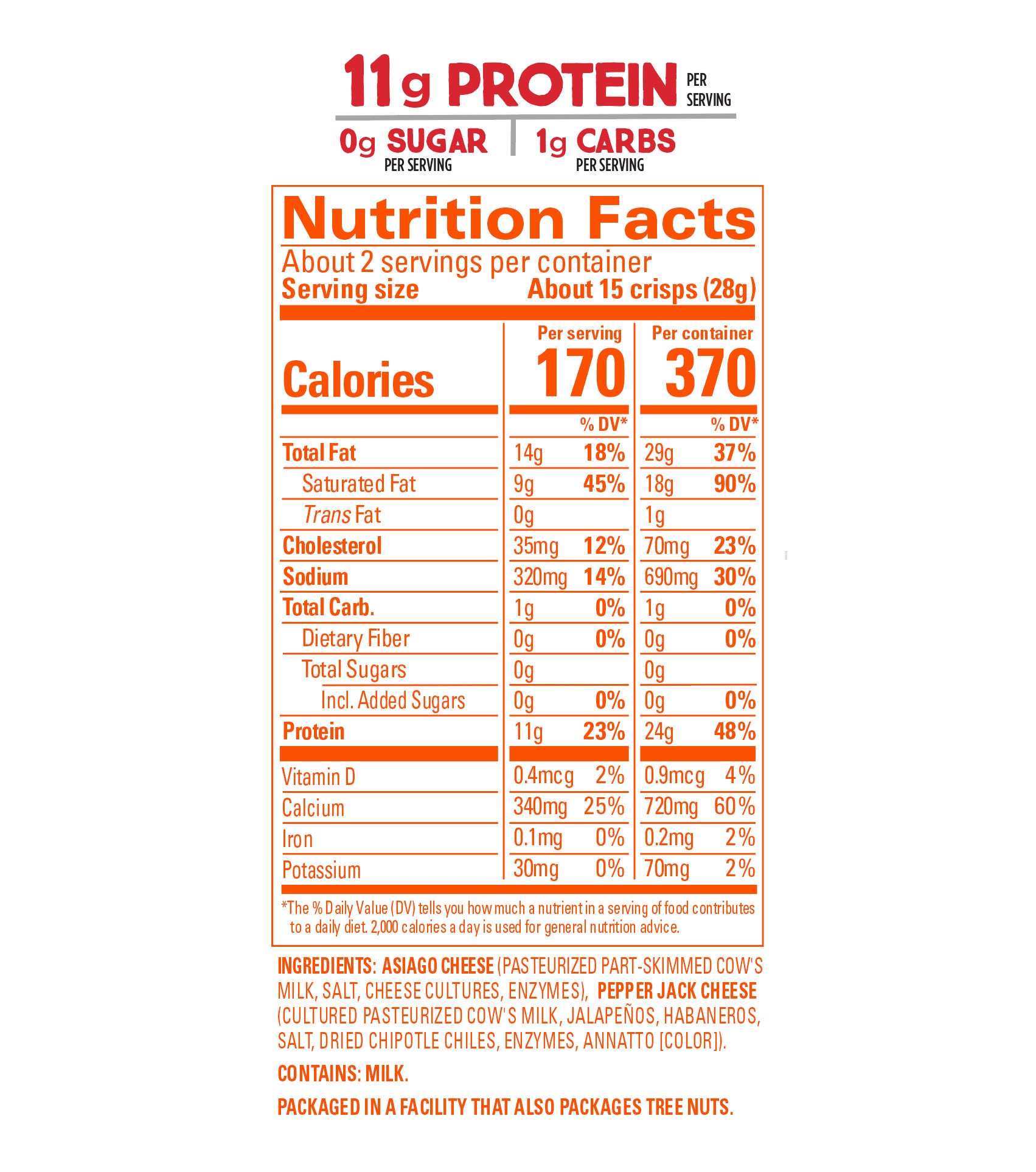 Whisps Cheese Crisps - Asiago and Pepper Jack (2.12oz)