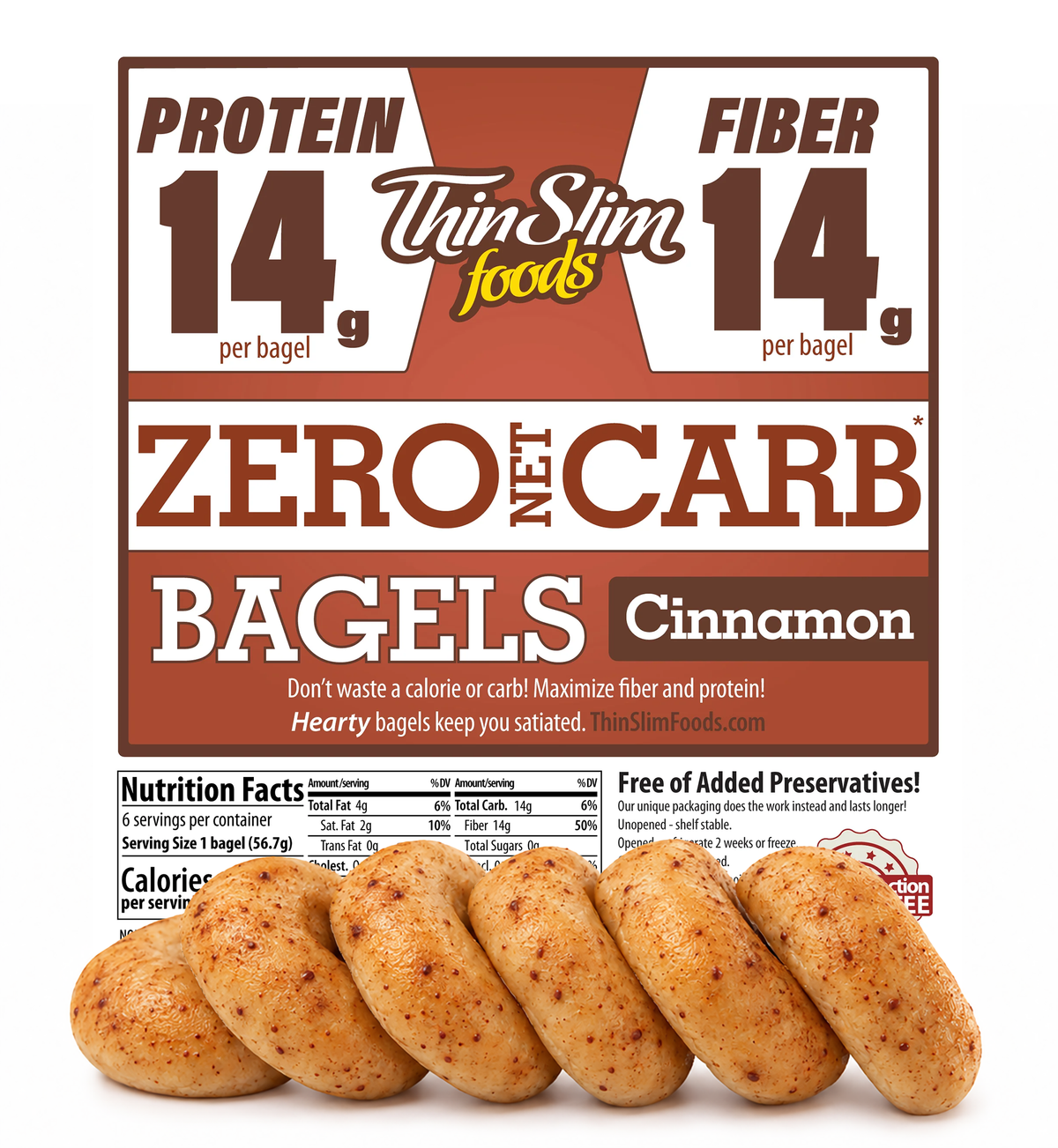 ThinSlim Zero Net Carb Cinnamon Bagels