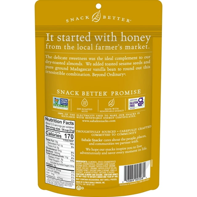 Sahale Snacks Honey Almonds Glazed Mix 4oz Bag - High-quality Nuts, Seeds and Fruits by Sahale Snacks at BariatricPal Store