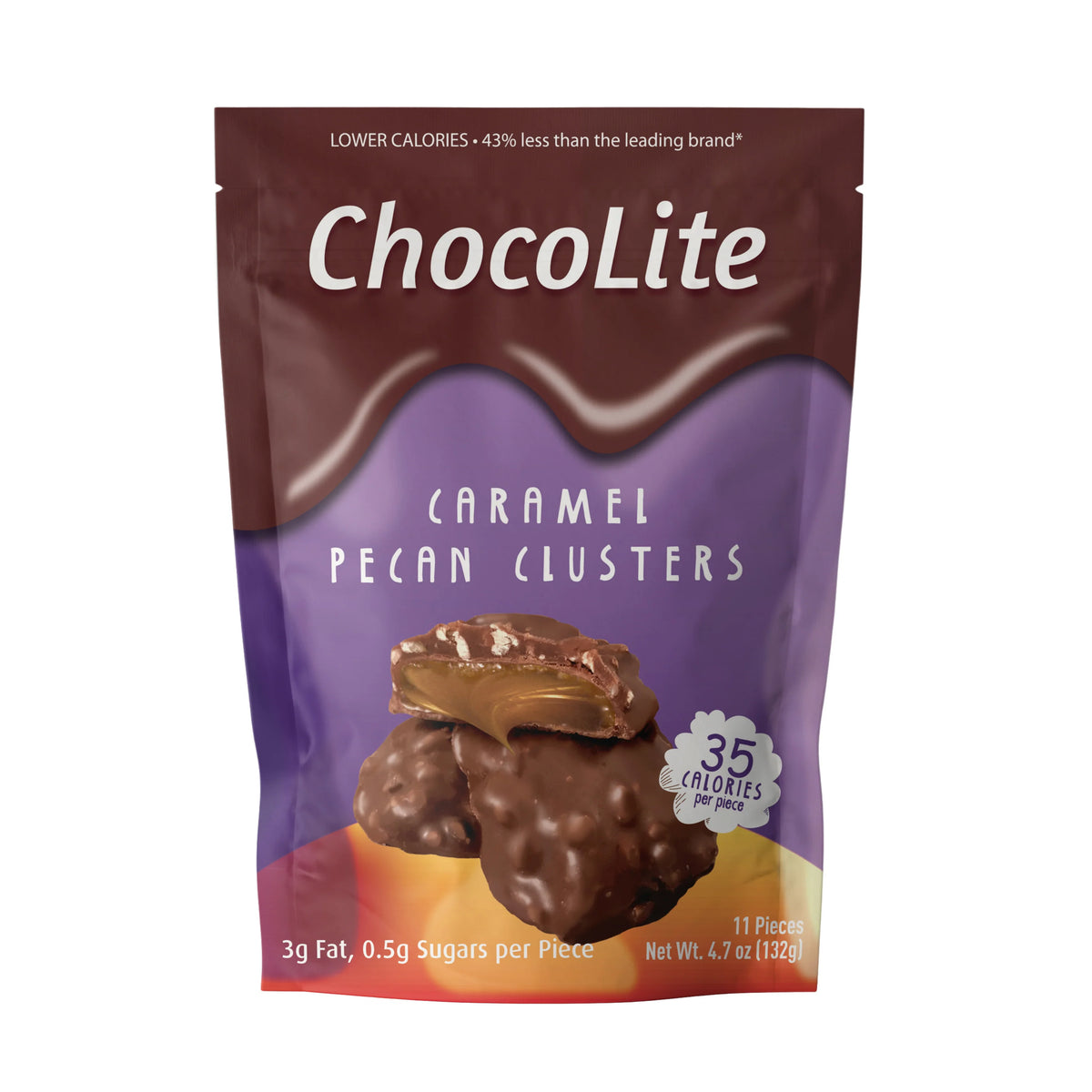 HealthSmart Sweet Nothings/ChocoLite Chocolate Candies - Caramel Pecan Clusters, bolsa de 11 unidades, Un paquete